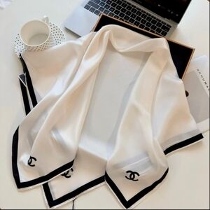 White and Black Silk Scarf